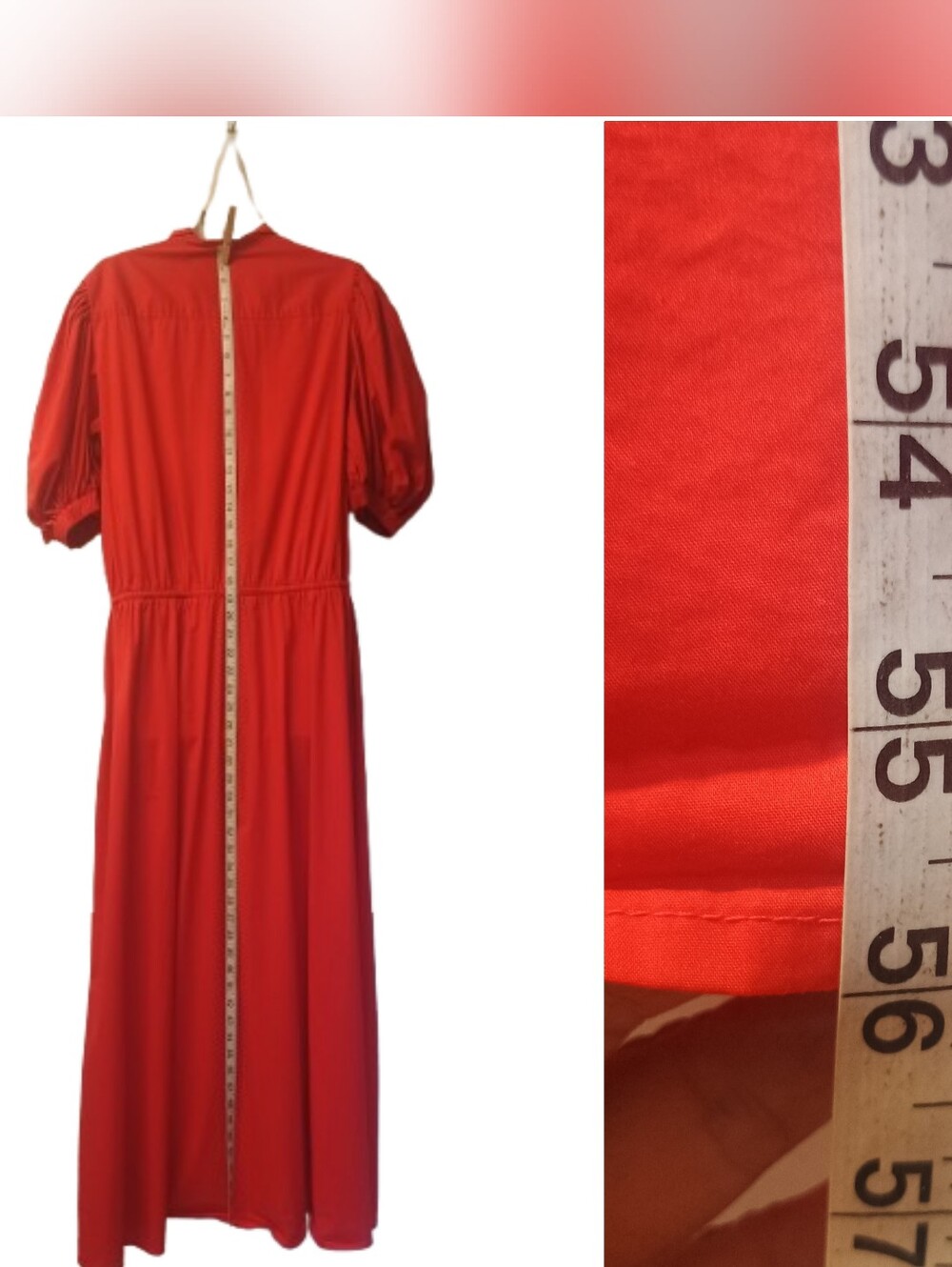 Ralph Lauren Puff Sleeves Midi Red Dress Black Label Size: 14 - Picture 7 of 10